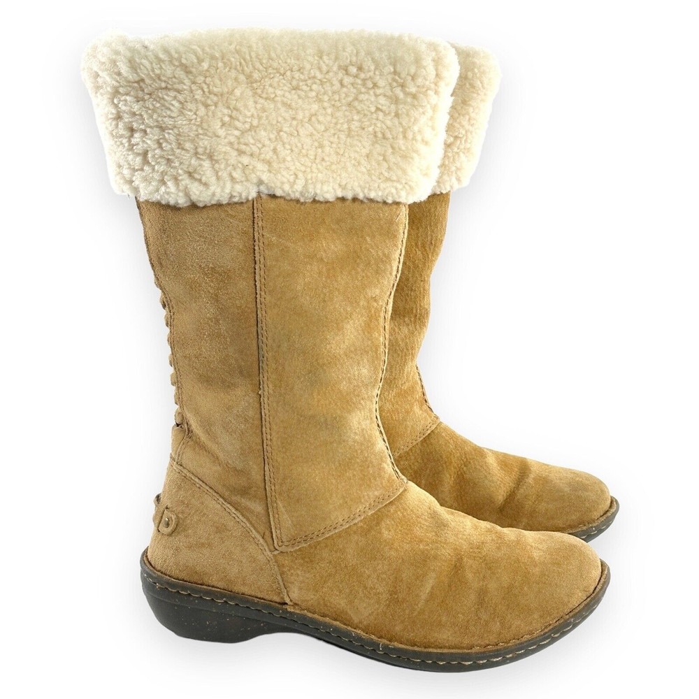 Ugg Snow Boots Womens Size 7 Brown Karyn Cuff Shearling Sherpa Mid Calf 1005449